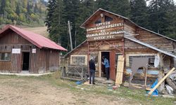 Kayak merkezine gelen ayılar boş binalara zarar verdi