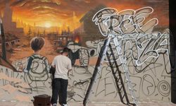 Grafiti sanatıyla Filistin'deki acıya dikkat çekildi